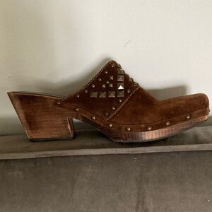 Donald J. Pliner Brown Studded Mules 10